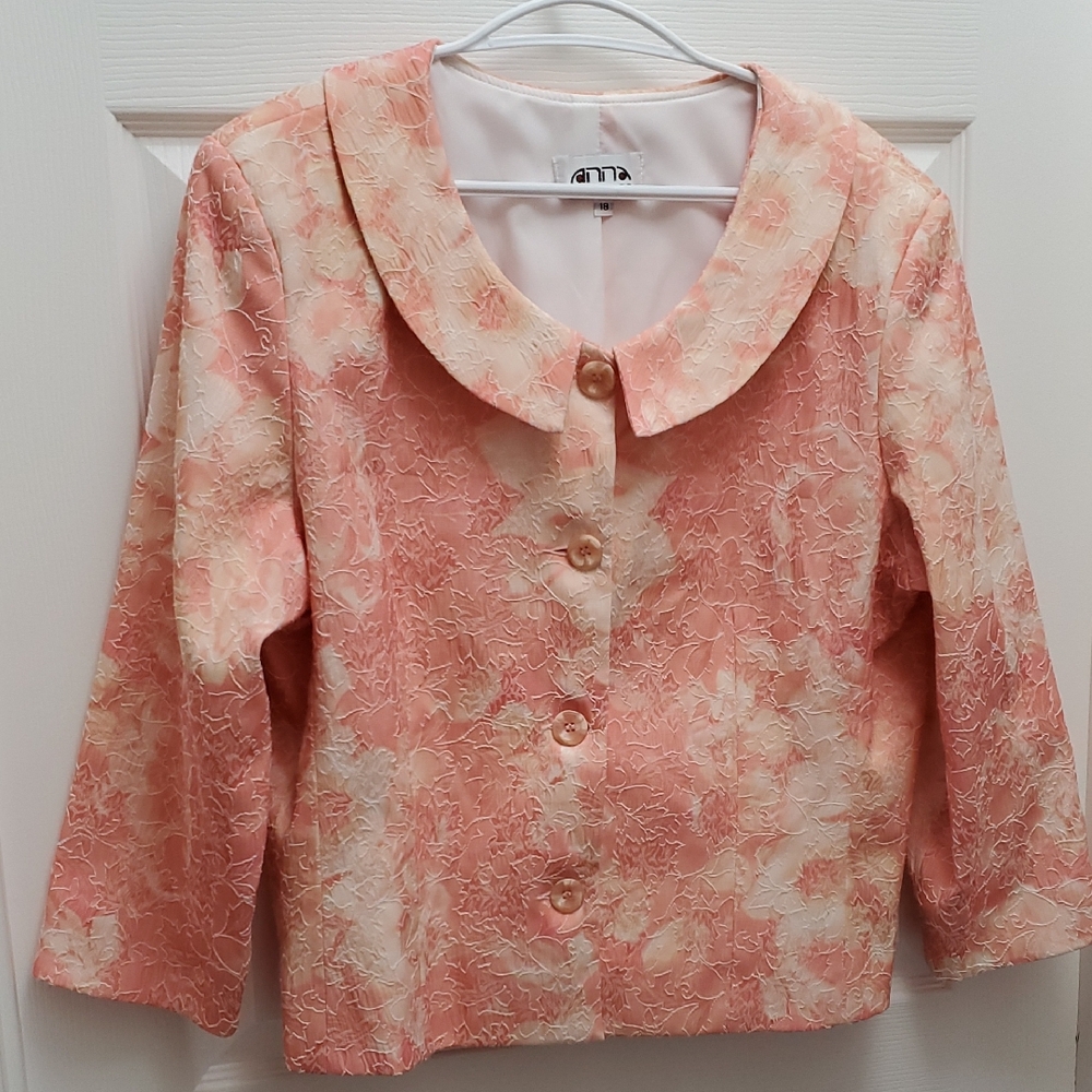 Anna Peach and Cream Floral Blazer
